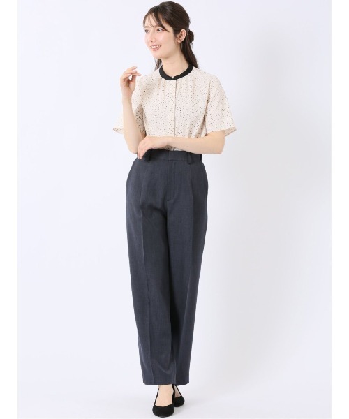 m.f.editorial(エムエフエディトリアル)の「【UVカット ウォッシャブル】m.f.エディトリアル レディース ドット柄 配色 バンドカラー 比翼 半袖 ブラウス(シャツ/ブラウス・レディース・アイボリー/ブラック・MEDIUM/LARGE)」の17枚目の写真