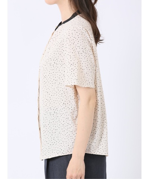 m.f.editorial(エムエフエディトリアル)の「【UVカット ウォッシャブル】m.f.エディトリアル レディース ドット柄 配色 バンドカラー 比翼 半袖 ブラウス(シャツ/ブラウス・レディース・アイボリー/ブラック・MEDIUM/LARGE)」の19枚目の写真