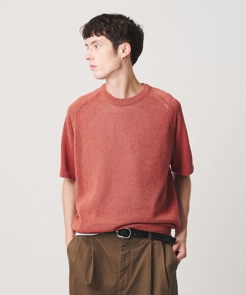 BEAUTY&YOUTH UNITED ARROWS(ビューティーアンドユースユナイテッドアローズ)の「ペーパーヤーン サドルスリーブ クルーネック ニット ウォッシャブル(ニット/セーター・メンズ・オレンジ/ナチュラル/ブラック・XL/M/L/S)」の3枚目の写真