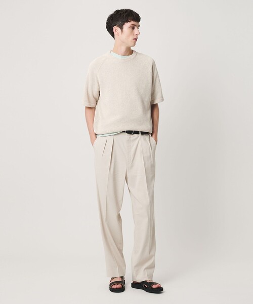 BEAUTY&YOUTH UNITED ARROWS(ビューティーアンドユースユナイテッドアローズ)の「ペーパーヤーン サドルスリーブ クルーネック ニット ウォッシャブル(ニット/セーター・メンズ・オレンジ/ナチュラル/ブラック・XL/M/L/S)」の4枚目の写真