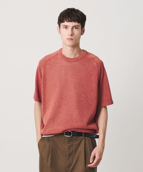 BEAUTY&YOUTH UNITED ARROWS(ビューティーアンドユースユナイテッドアローズ)の「ペーパーヤーン サドルスリーブ クルーネック ニット ウォッシャブル(ニット/セーター・メンズ・オレンジ/ナチュラル/ブラック・XL/M/L/S)」の5枚目の写真