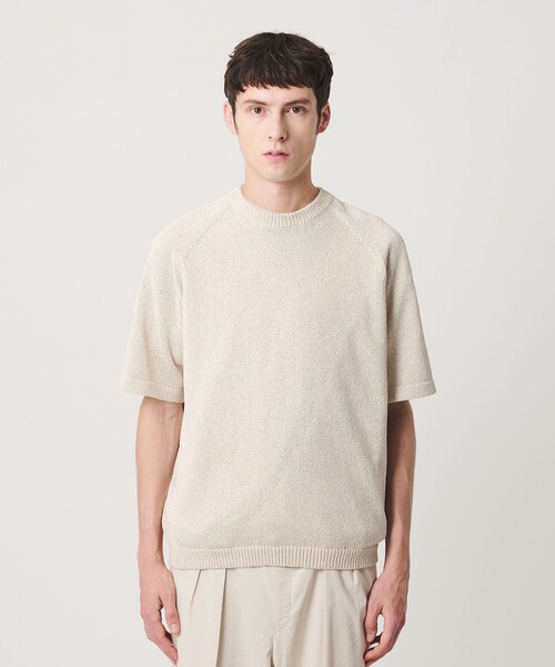 BEAUTY&YOUTH UNITED ARROWS(ビューティーアンドユースユナイテッドアローズ)の「ペーパーヤーン サドルスリーブ クルーネック ニット ウォッシャブル(ニット/セーター・メンズ・オレンジ/ナチュラル/ブラック・XL/M/L/S)」の6枚目の写真
