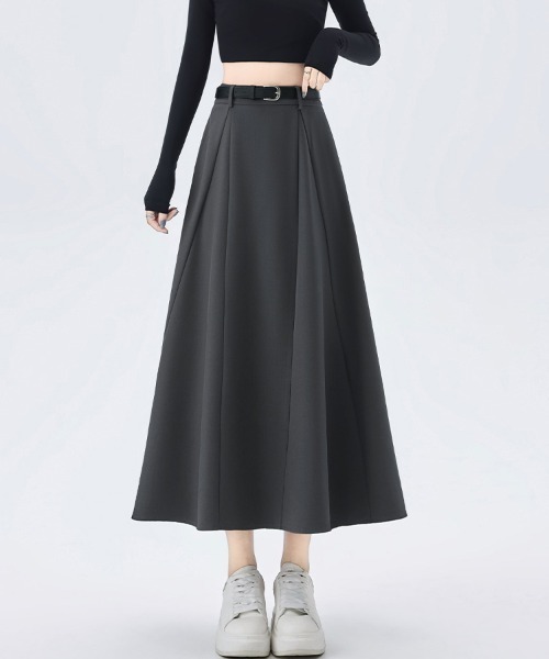 ReRe（リリ）の「タック入りAラインミディスカート（スカート・レディース・グレー/ブラック/グレイッシュベージュ・SMALL/MEDIUM/LARGE/X-LARGE）」の11枚目の写真
