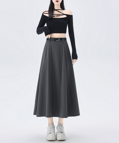 ReRe（リリ）の「タック入りAラインミディスカート（スカート・レディース・グレー/ブラック/グレイッシュベージュ・SMALL/MEDIUM/LARGE/X-LARGE）」の14枚目の写真