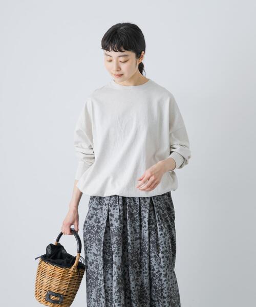 かぐれ(カグレ)の「コットンドロストヘムカットソー(Tシャツ/カットソー・レディース・グレー/オートミール/ブラック・FREE)」の6枚目の写真