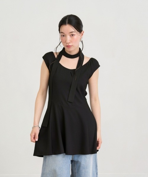 NUJOH(ヌゾ)の「Choker Set Mini Dress / チョーカーセットミニワンピース(ワンピース・レディース・ブラック/アイボリー/グレー・FREE)」の6枚目の写真