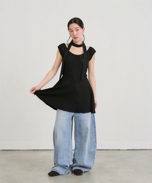NUJOH(ヌゾ)の「Choker Set Mini Dress / チョーカーセットミニワンピース(ワンピース・レディース・ブラック/アイボリー/グレー・FREE)」の7枚目の写真