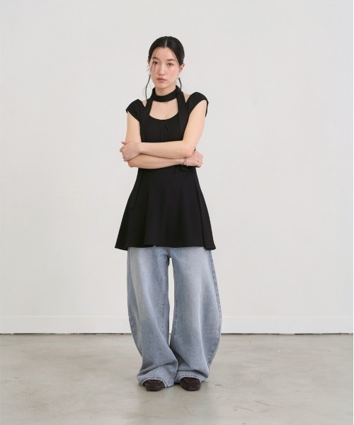 NUJOH(ヌゾ)の「Choker Set Mini Dress / チョーカーセットミニワンピース(ワンピース・レディース・ブラック/アイボリー/グレー・FREE)」の8枚目の写真