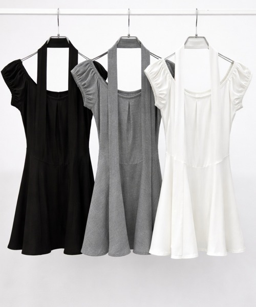 NUJOH(ヌゾ)の「Choker Set Mini Dress / チョーカーセットミニワンピース(ワンピース・レディース・ブラック/アイボリー/グレー・FREE)」の11枚目の写真