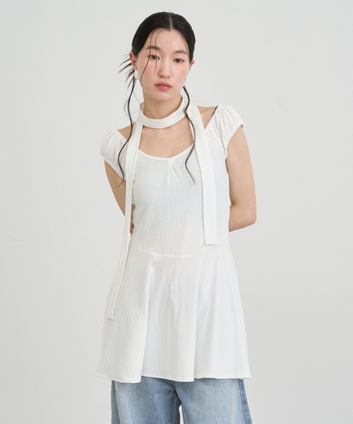 NUJOH(ヌゾ)の「Choker Set Mini Dress / チョーカーセットミニワンピース(ワンピース・レディース・ブラック/アイボリー/グレー・FREE)」の15枚目の写真