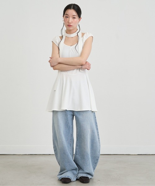 NUJOH(ヌゾ)の「Choker Set Mini Dress / チョーカーセットミニワンピース(ワンピース・レディース・ブラック/アイボリー/グレー・FREE)」の22枚目の写真