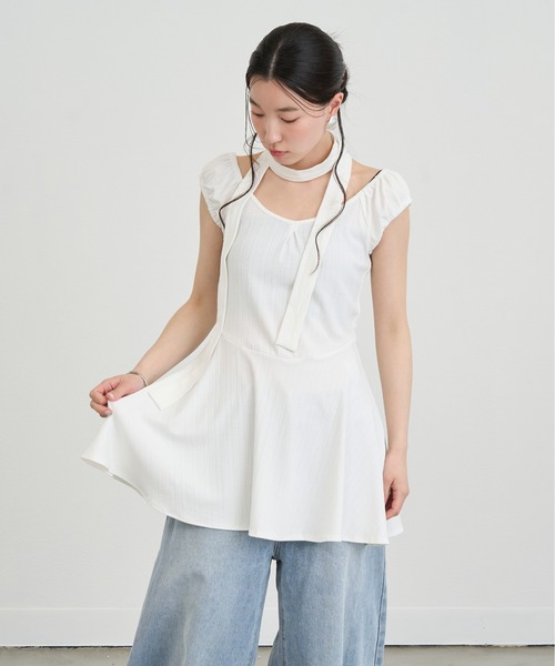 NUJOH(ヌゾ)の「Choker Set Mini Dress / チョーカーセットミニワンピース(ワンピース・レディース・ブラック/アイボリー/グレー・FREE)」の13枚目の写真