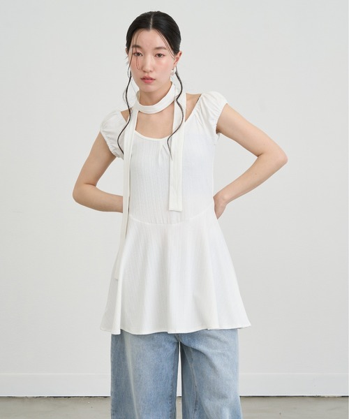 NUJOH(ヌゾ)の「Choker Set Mini Dress / チョーカーセットミニワンピース(ワンピース・レディース・ブラック/アイボリー/グレー・FREE)」の14枚目の写真