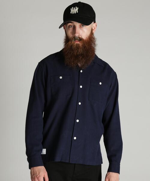 Schott（ショット）の「Schott/ショット/HV SHIRT PLAIN/ヘンプビスコース シャツ プレーン（シャツ/ブラウス・メンズ・ピンク/ミント/ネイビー・M/XL/L/2XL）」の3枚目の写真