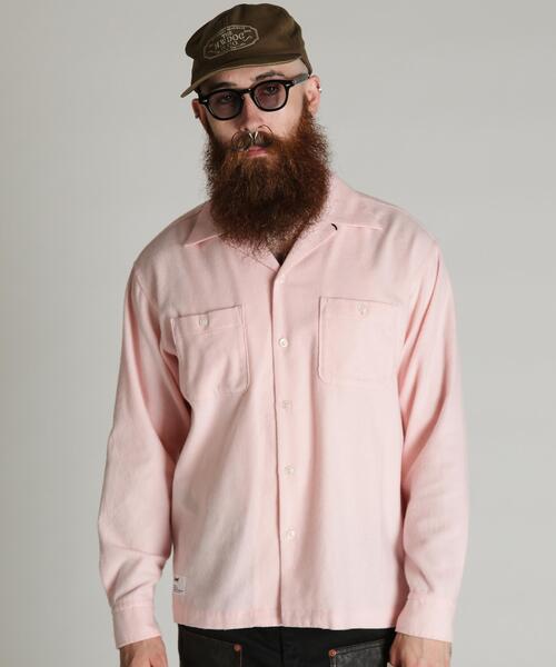 Schott（ショット）の「Schott/ショット/HV SHIRT PLAIN/ヘンプビスコース シャツ プレーン（シャツ/ブラウス・メンズ・ピンク/ミント/ネイビー・M/XL/L/2XL）」の6枚目の写真