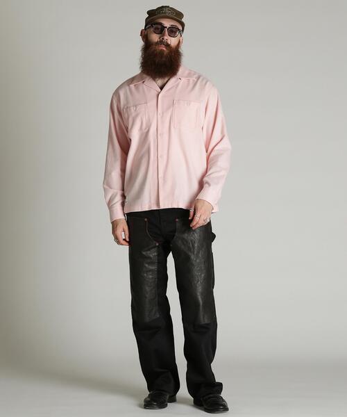 Schott（ショット）の「Schott/ショット/HV SHIRT PLAIN/ヘンプビスコース シャツ プレーン（シャツ/ブラウス・メンズ・ピンク/ミント/ネイビー・M/XL/L/2XL）」の7枚目の写真