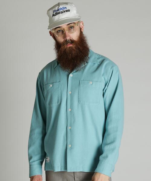 Schott（ショット）の「Schott/ショット/HV SHIRT PLAIN/ヘンプビスコース シャツ プレーン（シャツ/ブラウス・メンズ・ピンク/ミント/ネイビー・M/XL/L/2XL）」の20枚目の写真