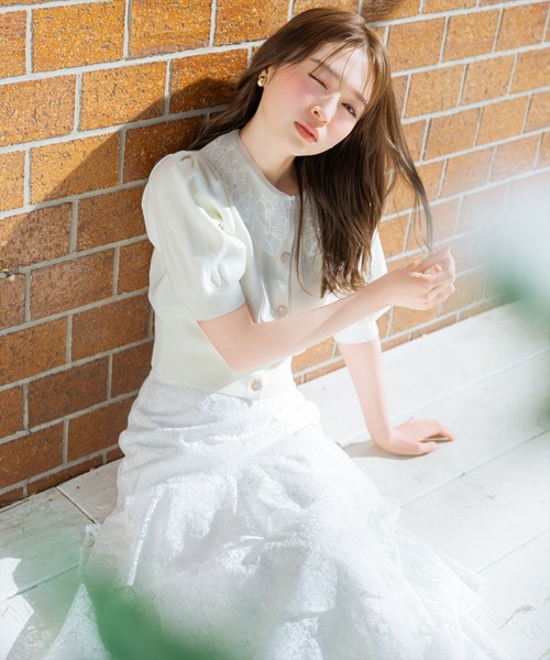 WILLSELECTION（ウィルセレクション）の「アシメティアードレーススカート（スカート・レディース・オフホワイト/ブラック/サックスブルー・FREE）」の5枚目の写真