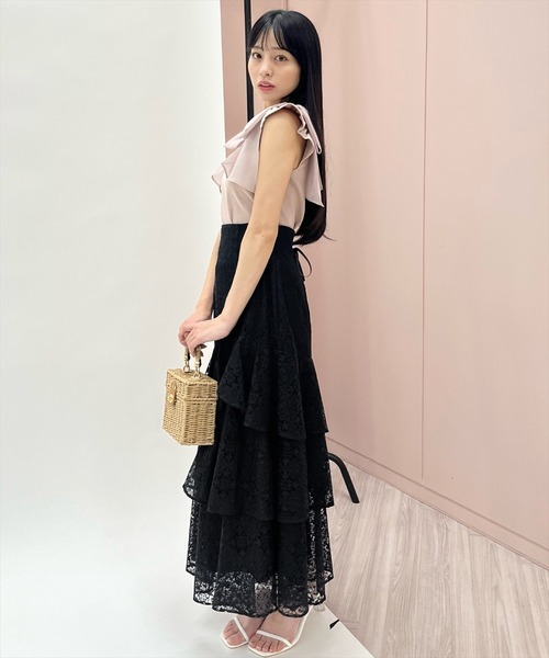 WILLSELECTION（ウィルセレクション）の「アシメティアードレーススカート（スカート・レディース・オフホワイト/ブラック/サックスブルー・FREE）」の19枚目の写真