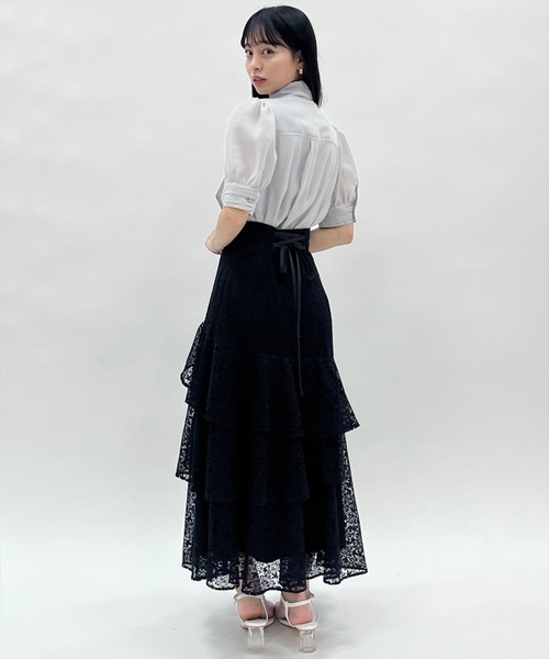 WILLSELECTION（ウィルセレクション）の「アシメティアードレーススカート（スカート・レディース・オフホワイト/ブラック/サックスブルー・FREE）」の17枚目の写真