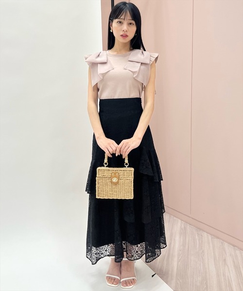 WILLSELECTION（ウィルセレクション）の「アシメティアードレーススカート（スカート・レディース・オフホワイト/ブラック/サックスブルー・FREE）」の18枚目の写真