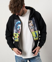 STUD MUFFIN（スタッドマフィン）の「mpa4119- T-C裏毛起毛 SHITHAPPENS ＄スターパッチワークリメイク ビックジップパーカー(624-02922)（パーカー）」