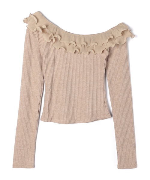 M DOLLY(エムドリー)の「Frill Thalia tiered rib tops / フリルタリアティアードトップス(ニット/セーター・レディース・アイボリー/ベージュ・FREE)」の16枚目の写真
