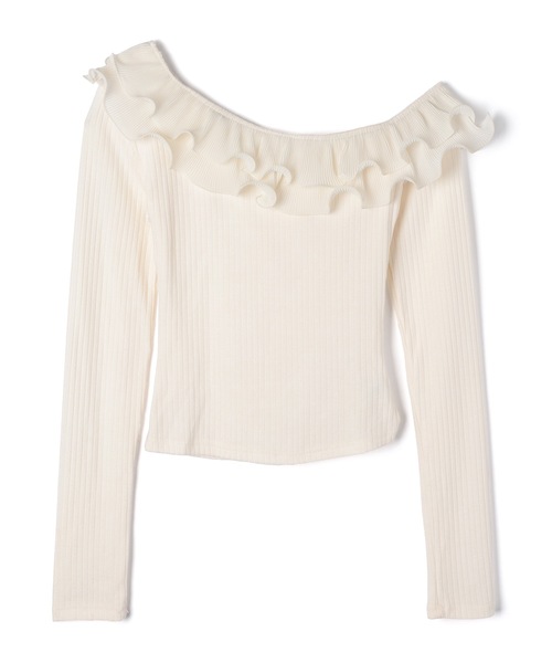 M DOLLY(エムドリー)の「Frill Thalia tiered rib tops / フリルタリアティアードトップス(ニット/セーター・レディース・アイボリー/ベージュ・FREE)」の17枚目の写真