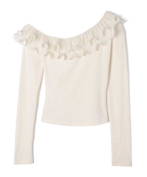 M DOLLY(エムドリー)の「Frill Thalia tiered rib tops / フリルタリアティアードトップス(ニット/セーター・レディース・アイボリー/ベージュ・FREE)」の18枚目の写真
