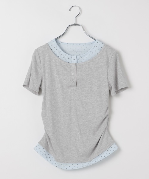 3.3 Field Trip (3.3フィールドトリップ)の「3.3 Field Trip/レイヤードヘンリーネックトップス(Tシャツ/カットソー・レディース・ブラック/ネイビー/グレー/ピンク・FREE)」の14枚目の写真