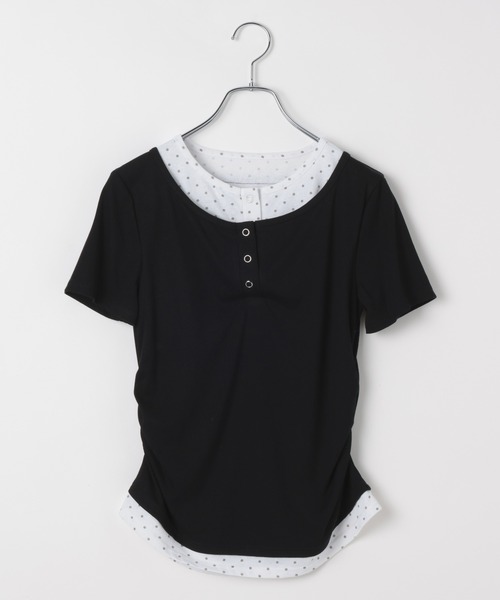 3.3 Field Trip (3.3フィールドトリップ)の「3.3 Field Trip/レイヤードヘンリーネックトップス(Tシャツ/カットソー・レディース・ブラック/ネイビー/グレー/ピンク・FREE)」の10枚目の写真