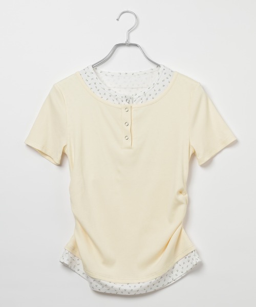 3.3 Field Trip (3.3フィールドトリップ)の「3.3 Field Trip/レイヤードヘンリーネックトップス(Tシャツ/カットソー・レディース・ブラック/ネイビー/グレー/ピンク/イエロー・FREE)」の19枚目の写真