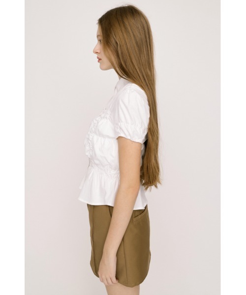 SLY(スライ)の「RANDOM SHIRRING CUT TOPS ランダムシャーリングカットトップス 春服 夏服(Tシャツ/カットソー・レディース・ブラック/ライトブルー/オフホワイト/ライトイエロー/杢グレー・FREE)」の10枚目の写真