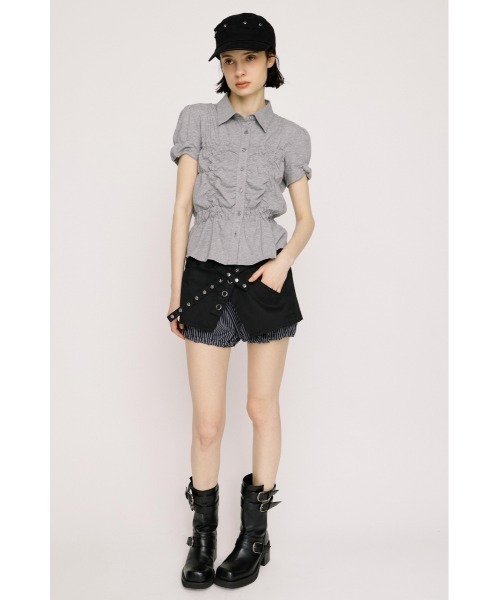 SLY(スライ)の「RANDOM SHIRRING CUT TOPS ランダムシャーリングカットトップス 春服 夏服(Tシャツ/カットソー・レディース・ブラック/ライトブルー/オフホワイト/ライトイエロー/杢グレー・FREE)」の18枚目の写真