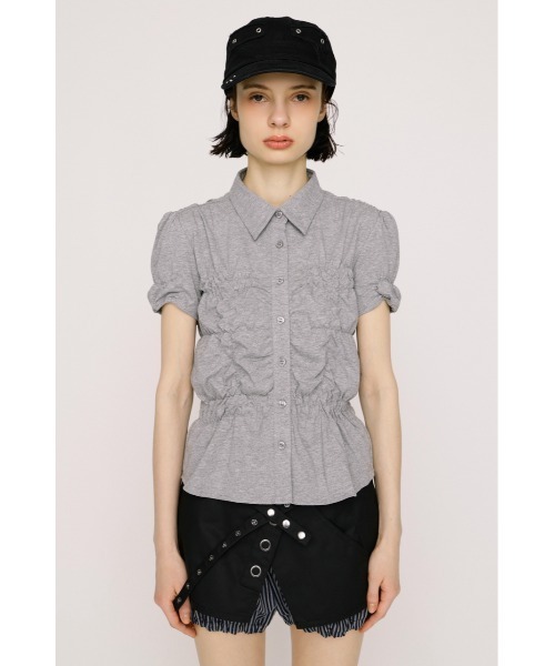 SLY(スライ)の「RANDOM SHIRRING CUT TOPS ランダムシャーリングカットトップス 春服 夏服(Tシャツ/カットソー・レディース・ブラック/ライトブルー/オフホワイト/ライトイエロー/杢グレー・FREE)」の20枚目の写真