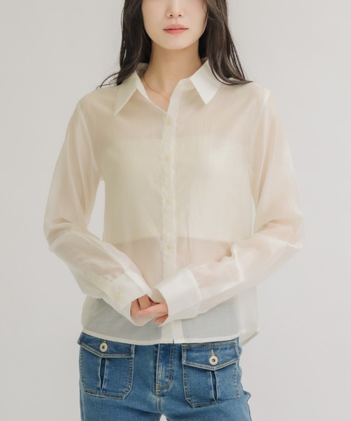 NEUNA(ヌナ)の「【夏に大活躍!冷房/紫外線/日焼け対策にも◎】ソフトシアーシャツ(シャツ/ブラウス・レディース・アイボリー/ブラック/ピンク・FREE)」の7枚目の写真