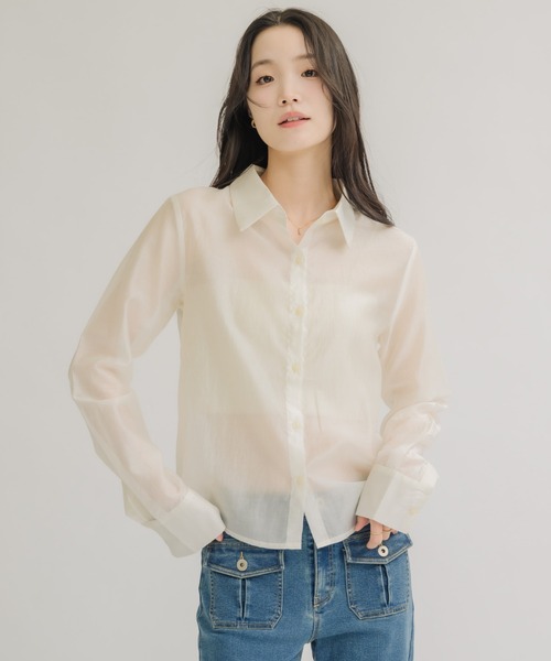 NEUNA(ヌナ)の「【夏に大活躍!冷房/紫外線/日焼け対策にも◎】ソフトシアーシャツ(シャツ/ブラウス・レディース・アイボリー/ブラック/ピンク・FREE)」の9枚目の写真