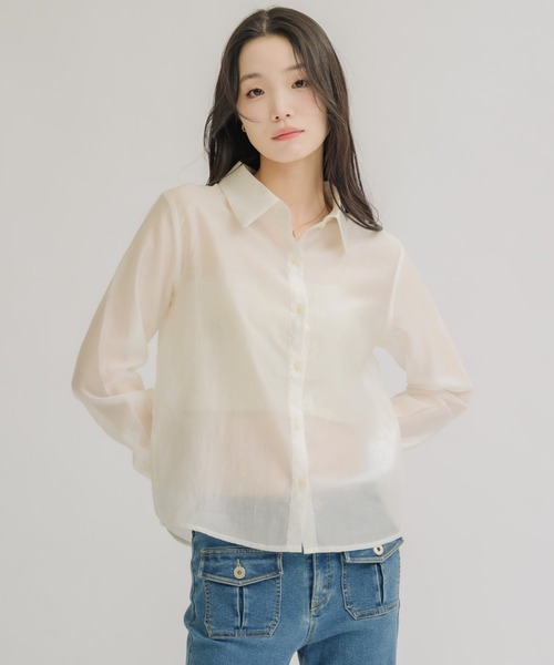 NEUNA(ヌナ)の「【夏に大活躍!冷房/紫外線/日焼け対策にも◎】ソフトシアーシャツ(シャツ/ブラウス・レディース・アイボリー/ブラック/ピンク・FREE)」の10枚目の写真