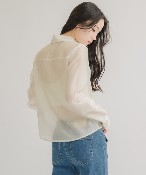 NEUNA(ヌナ)の「【夏に大活躍!冷房/紫外線/日焼け対策にも◎】ソフトシアーシャツ(シャツ/ブラウス・レディース・アイボリー/ブラック/ピンク・FREE)」の12枚目の写真