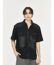 THE GREATEST（ザ　グレイテスト）の「Denim Half Shirt Black（シャツ/ブラウス）」