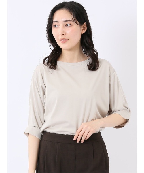 m.f.editorial(エムエフエディトリアル)の「【ストレッチ 接触冷感】m.f.エディトリアル レディース 袖タック クルーネック プルオーバー(Tシャツ/カットソー・レディース・ホワイト/ライトグレー/オレンジ・MEDIUM/LARGE)」の2枚目の写真