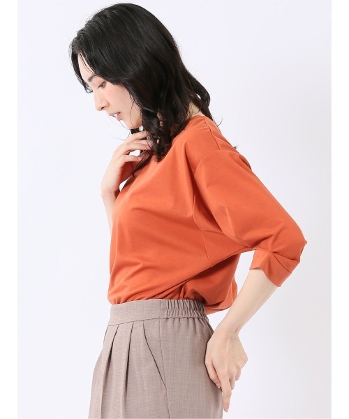 m.f.editorial(エムエフエディトリアル)の「【ストレッチ 接触冷感】m.f.エディトリアル レディース 袖タック クルーネック プルオーバー(Tシャツ/カットソー・レディース・ホワイト/ライトグレー/オレンジ・MEDIUM/LARGE)」の19枚目の写真