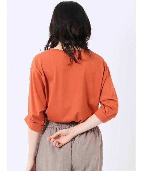 m.f.editorial(エムエフエディトリアル)の「【ストレッチ 接触冷感】m.f.エディトリアル レディース 袖タック クルーネック プルオーバー(Tシャツ/カットソー・レディース・ホワイト/ライトグレー/オレンジ・MEDIUM/LARGE)」の18枚目の写真