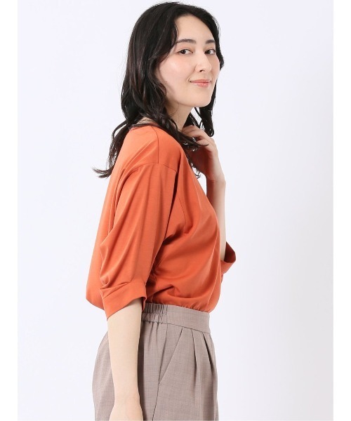 m.f.editorial(エムエフエディトリアル)の「【ストレッチ 接触冷感】m.f.エディトリアル レディース 袖タック クルーネック プルオーバー(Tシャツ/カットソー・レディース・ホワイト/ライトグレー/オレンジ・MEDIUM/LARGE)」の17枚目の写真