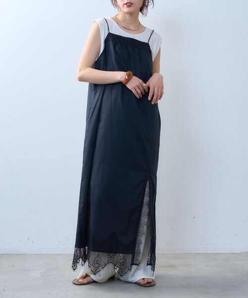 CIAOPANIC TYPY(チャオパニックティピー)の「【willow】スカラップレースキャミワンピース(ワンピース・レディース・ブラック/ブラウン・ONE SIZE)」の2枚目の写真