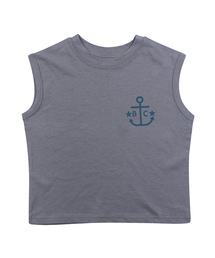 ビシーアンカー 袖なしTシャツ-グレーシーブルー(Anchor Sleeveless T grayish blue)
