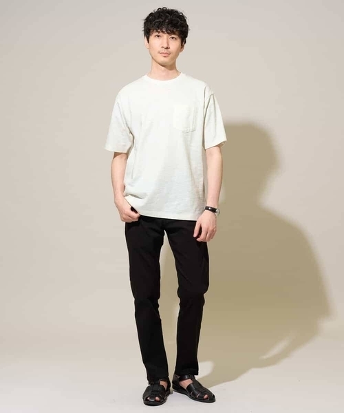 a.v.v(アーヴェヴェ)の「【接触冷感./イージーケア/洗濯機で洗える/毛玉になりにくい】スラブメランジセミワイドシルエットカットソー(Tシャツ/カットソー・メンズ・ブルー/グリーン/ホワイト・50/48/46)」の6枚目の写真