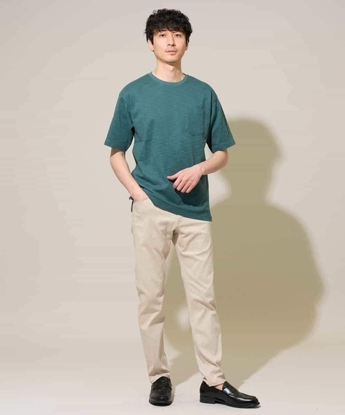 a.v.v(アーヴェヴェ)の「【接触冷感./イージーケア/洗濯機で洗える/毛玉になりにくい】スラブメランジセミワイドシルエットカットソー(Tシャツ/カットソー・メンズ・ブルー/グリーン/ホワイト・50/48/46)」の9枚目の写真