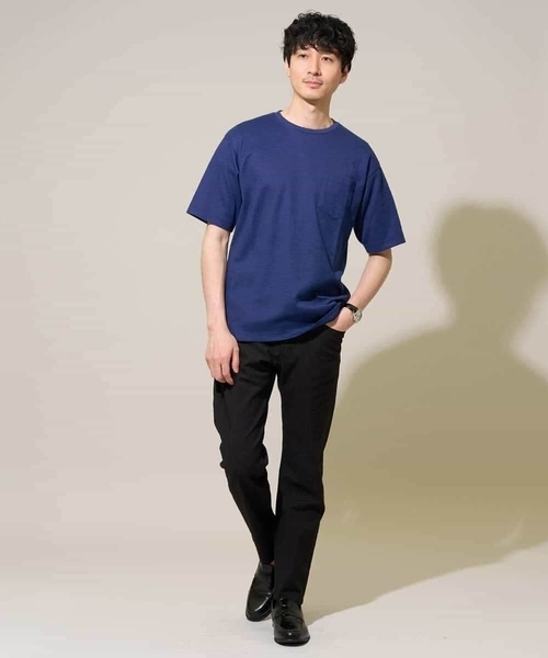 a.v.v(アーヴェヴェ)の「【接触冷感./イージーケア/洗濯機で洗える/毛玉になりにくい】スラブメランジセミワイドシルエットカットソー(Tシャツ/カットソー・メンズ・ブルー/グリーン/ホワイト・50/48/46)」の11枚目の写真