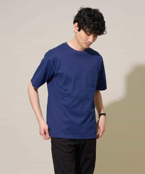 a.v.v(アーヴェヴェ)の「【接触冷感./イージーケア/洗濯機で洗える/毛玉になりにくい】スラブメランジセミワイドシルエットカットソー(Tシャツ/カットソー・メンズ・ブルー/グリーン/ホワイト・50/48/46)」の12枚目の写真